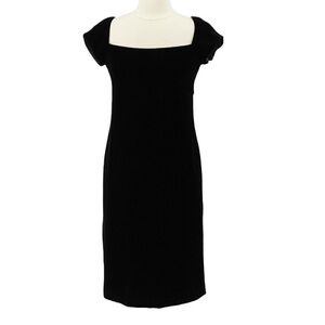 Ralph Lauren black velvet mini dress cap sleeve cocktail 0 XS